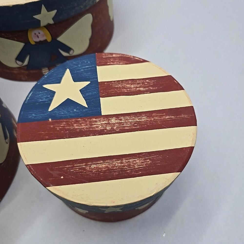 Lot of 3 Vintage Patriotic Angel paper Box Red/White Stripes Stars Angels - Picture 10 of 15